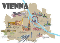 Wien Karte mit touristischen Top Ten Highlights by M.  Bleichner