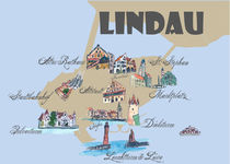 Lindau Karte mit touristischen Top Ten Highlights by M.  Bleichner