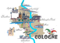 Köln Karte mit touristischen Top Ten Highlights von M.  Bleichner
