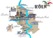 Köln Karte mit touristischen Top Ten Highlights von M.  Bleichner