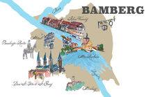 Bamberg Karte mit touristischen Top Ten Highlights by M.  Bleichner
