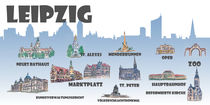 Leipzig Karte mit touristischen Top Ten Highlights von M.  Bleichner