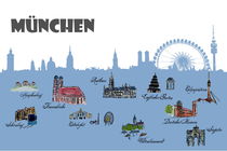 München Skyline Silhouette mit Highlights von M.  Bleichner