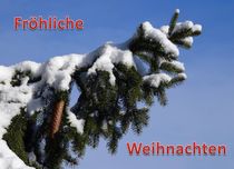 Weihnachtspostkarte Tannenzweig im Winter von kattobello