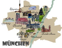 München Karte mit den  Sightseeing Highlights by M.  Bleichner