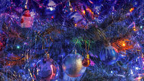 Christmas tree, decoration and lights at night by Tomas Gregor