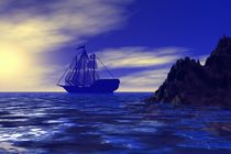 sailing ship in the blue by kunstmarketing