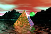 mystic pyramid with green moon by kunstmarketing