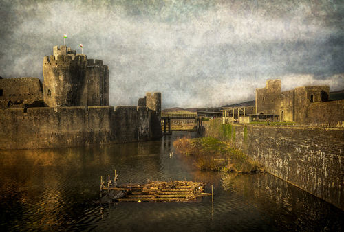 Caerphilly-inner-walls-and-moat-2