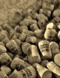 Wine corks in sepia by Anna Zamorska