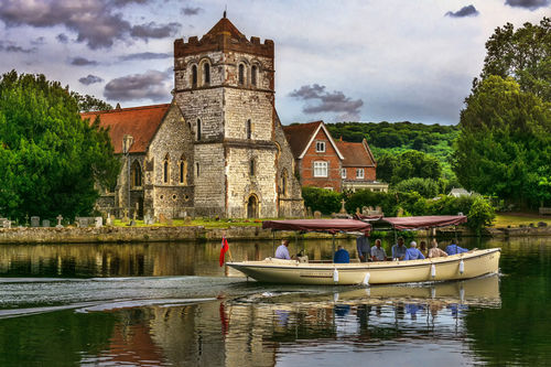 Boating-past-bisham-church