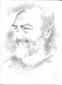 portret- Padre Pio  by Ioana  Candea