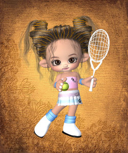Kleine-tennisspielerin