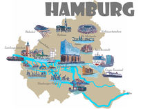 Hamburg Karte mit touristischen Top Ten Highlights by M.  Bleichner
