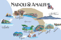 Neapel & Amalfi Karte mit touristischen Top Ten Highlights von M.  Bleichner