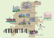 Atlanta Georgia Retro Map by M.  Bleichner