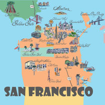 San Francisco California Retro Map by M.  Bleichner