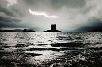 Storm weather. Castle Stalker on Loch Linnhe by David Lyons