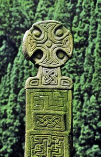 Ancient Celtic Christian cross at Nevern, Wales by David Lyons