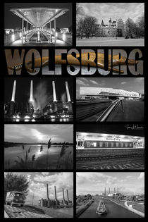 Wolfsburg Collage Schwarz Weiß 2.0 von Jens L. Heinrich