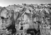 Ancient rock dwellings and dovecots at Goreme. B&W by David Lyons