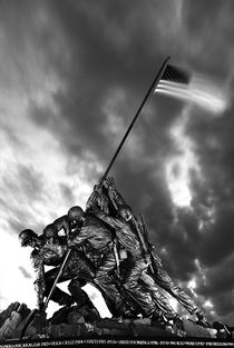 Marine Corps War Memorial, Arlington Cemetery. B&W by David Lyons