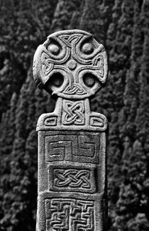 Ancient Celtic Christian cross at Nevern, Wales. B&W by David Lyons