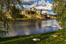 Late Afternoon At Caerphilly Castle by Ian Lewis