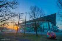 Sonnenaufgang an der VW-Arena in Wolfsburg von Jens L. Heinrich