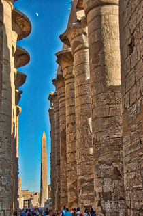 Pillars, Obelisk and Moon at Karnak Temple Luxor Egypt by Andy Doyle