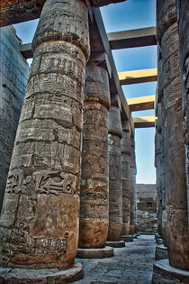 Hieroglyphic Pillars at Karnat Temple Luxor Egypt by Andy Doyle