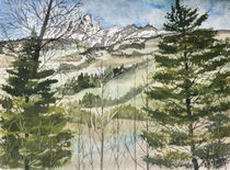 Mountain winter landscape painting by Derek McCrea