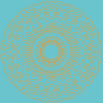 schönes Yoga Mandala,Trendfarben, hellblau, Senf, Gold von Ruby Lindholm