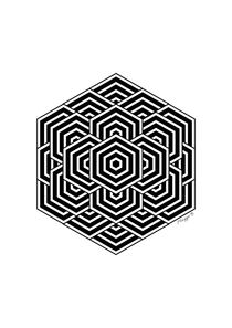  Geometric Hexagon Design Black And White by Maggie B Design