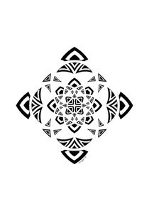  Black And White Geometric Abstract Mandala Ornament by Maggie B Design