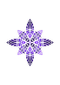 Purple Violet Blue Geometric Floral Leaves Ornament  by Maggie B Design