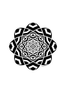 Black And White Geometrical Mandala Ornament  by Maggie B Design
