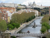   Panoramic view of Almudena Cathedral and Royal Palace in Madrid, Spain                              by ambasador