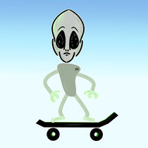 Alien On A Skateboard  by Vincent J. Newman