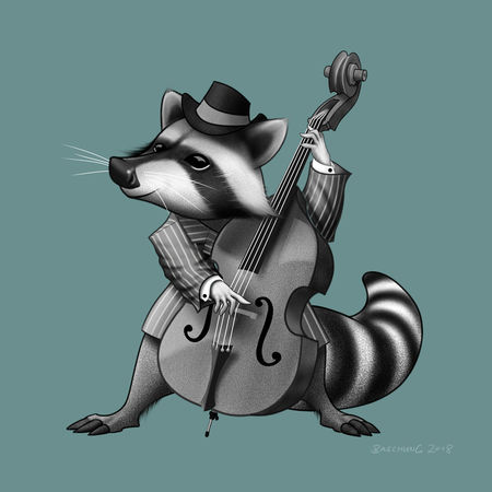 Racoon-musician-illustration