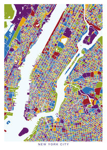 New York map pastel von Dennson Creative