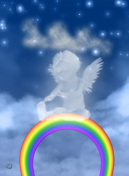 Ein-engel-auf-dem-regenbogen