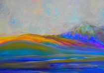 Clouds Rolling In Abstract Landscape Purple and Teal von eloiseart