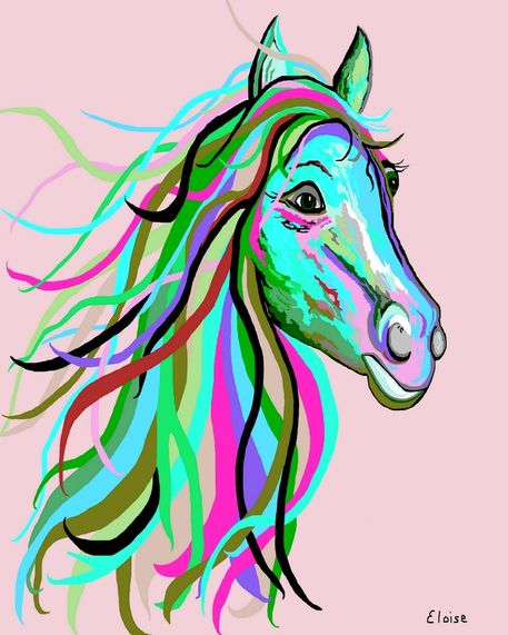 Teal-and-pink-horse-portrait