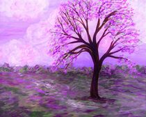 One Purple Tree Abstract Landscape by eloiseart