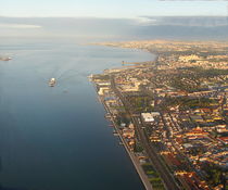 Panoramic view of Lisbon city with river Tagus ( rio Tejo), Portugal by ambasador