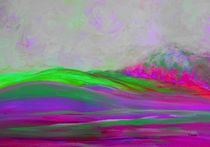 Clouds Rolling In Abstract Landscape Purple and Hot Pink by eloiseart