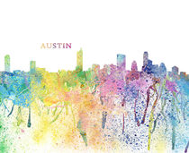 Austin Texas Skyline Impressionistic Splash by M.  Bleichner