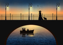 Romantische Begegnung an der Brücke by Monika Juengling