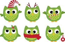 cute green design owls by Jana Guothova